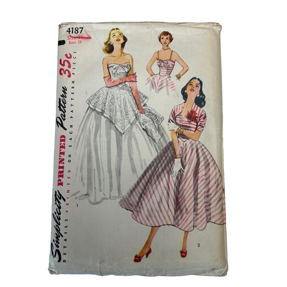 Simplicity Vintage‎ 1953 Pattern #4187 Jr/Misses Dress With Jacket Size 11 HTF